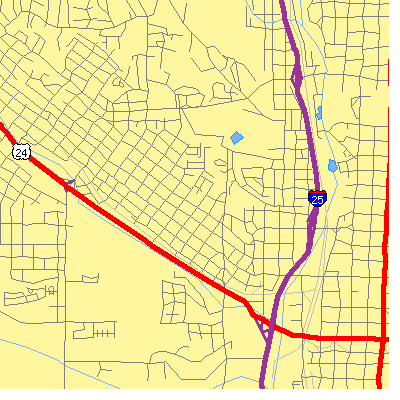 Zip code 80905 close-up map
