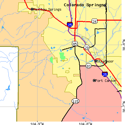 Zip code 80906 close-up map