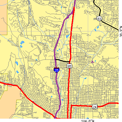 Zip code 80907 close-up map