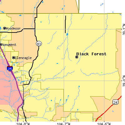 Zip code 80908 close-up map