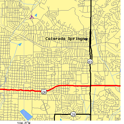 Zip code 80909 close-up map