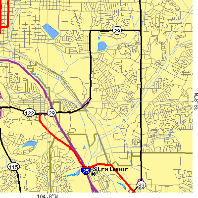 Zip code 80910 close-up map