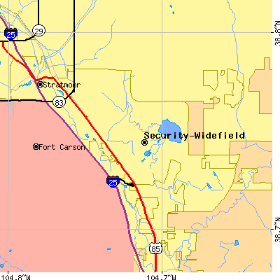 Zip code 80911 close-up map
