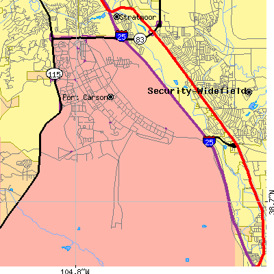 Zip code 80913 close-up map
