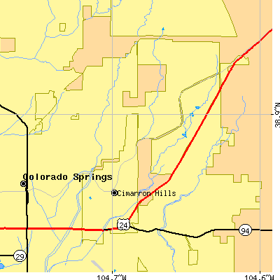Zip code 80915 close-up map