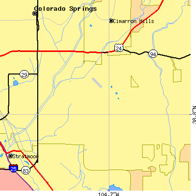 Zip code 80916 close-up map