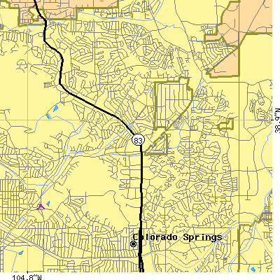 Zip code 80917 close-up map