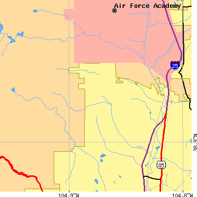 Zip code 80919 close-up map