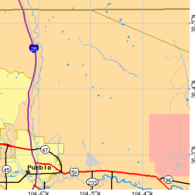 Zip code 81001 close-up map