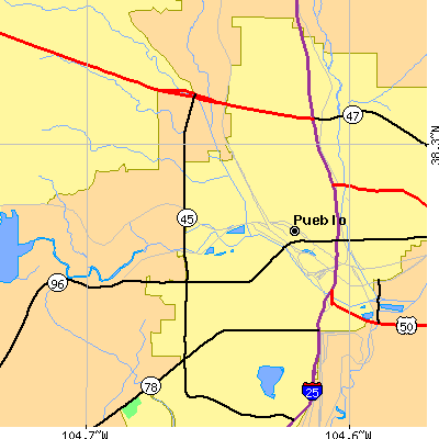 Zip code 81003 close-up map