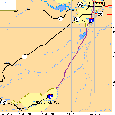 Zip code 81004 close-up map