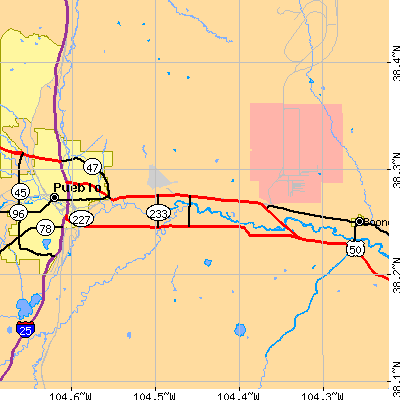 Zip code 81006 close-up map