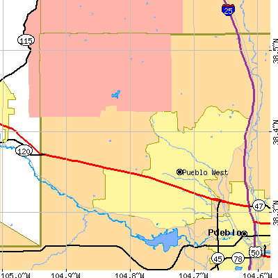 Zip code 81007 close-up map