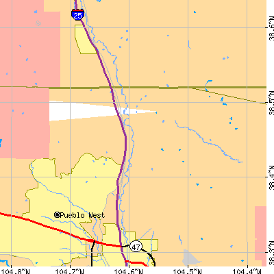 Zip code 81008 close-up map