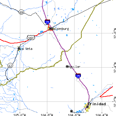 Zip code 81020 close-up map
