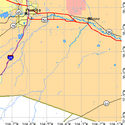 Zip code 81022 close-up map