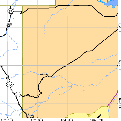 Zip code 81023 close-up map