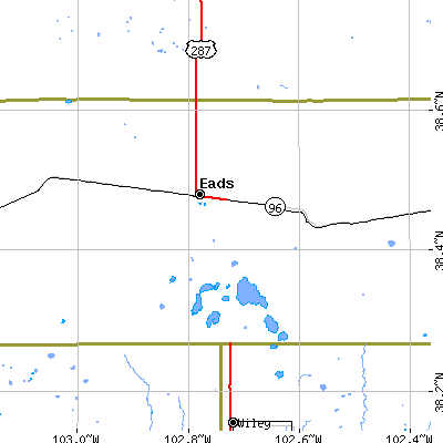 Zip code 81036 close-up map