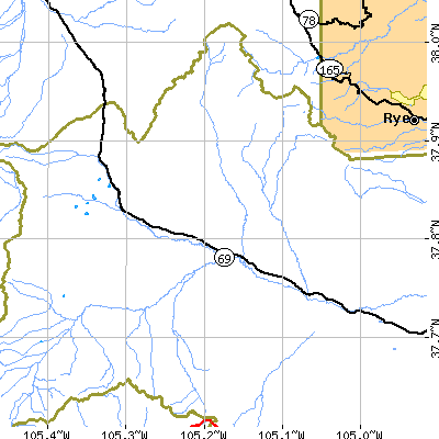 Zip code 81040 close-up map