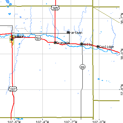 Zip code 81047 close-up map