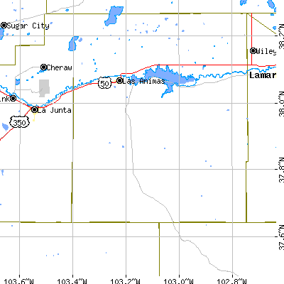 Zip code 81054 close-up map