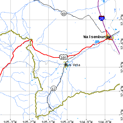 Zip code 81055 close-up map