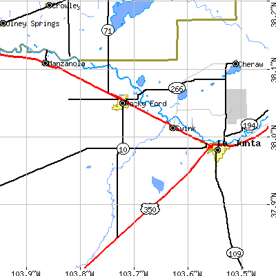 Zip code 81067 close-up map