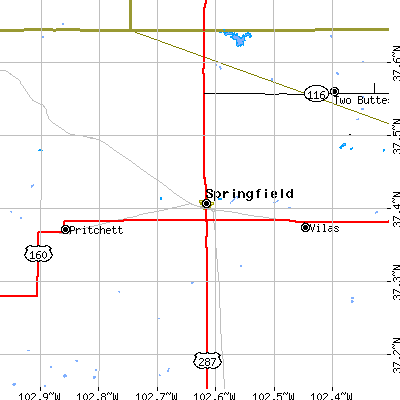 Zip code 81073 close-up map