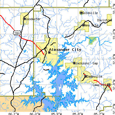 Zip code 35010 close-up map
