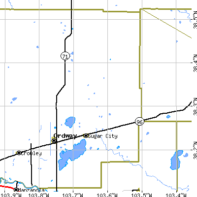 Zip code 81076 close-up map