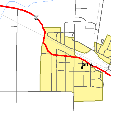 Zip code 81077 close-up map