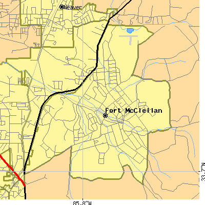 Zip code 36205 close-up map