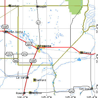 Zip code 81101 close-up map