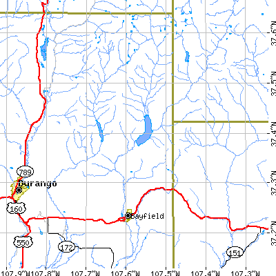 Zip code 81122 close-up map