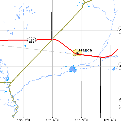 Zip code 81123 close-up map