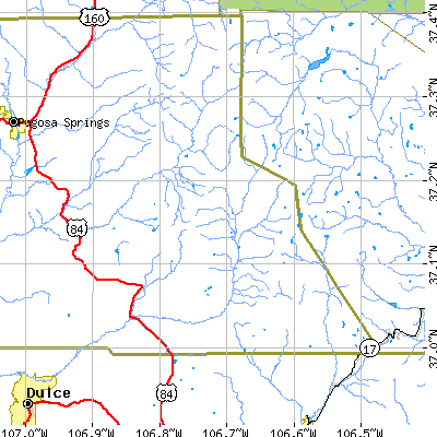 Zip code 81128 close-up map