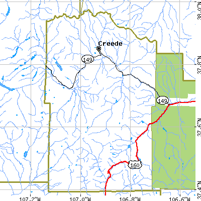 Zip code 81130 close-up map