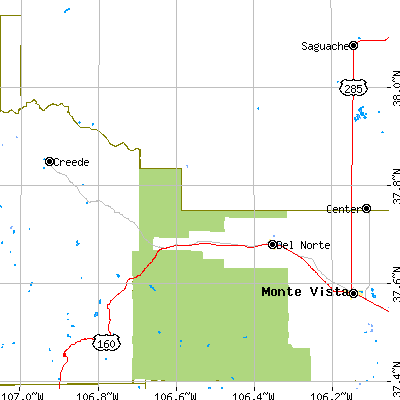 Zip code 81132 close-up map