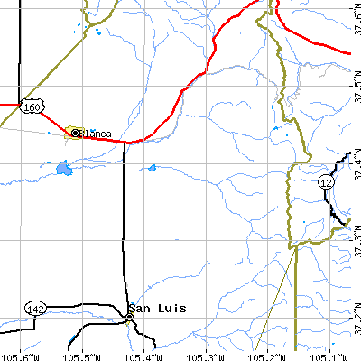 Zip code 81133 close-up map