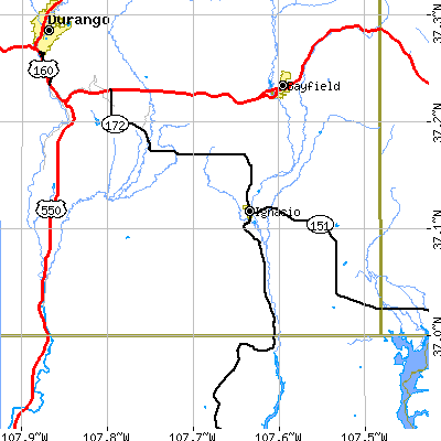 Zip code 81137 close-up map