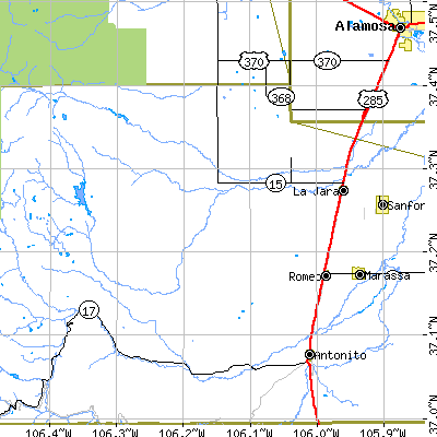 Zip code 81140 close-up map