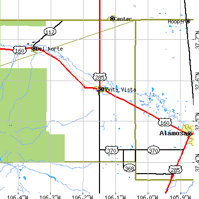Zip code 81144 close-up map