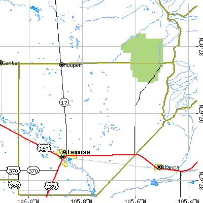 Zip code 81146 close-up map