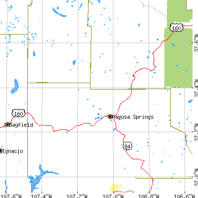 Zip code 81147 close-up map
