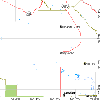 Zip code 81149 close-up map