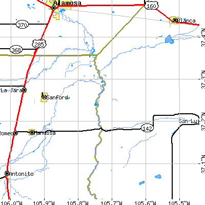 Zip code 81151 close-up map
