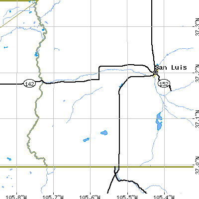 Zip code 81152 close-up map