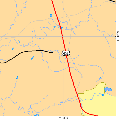 Zip code 36250 close-up map