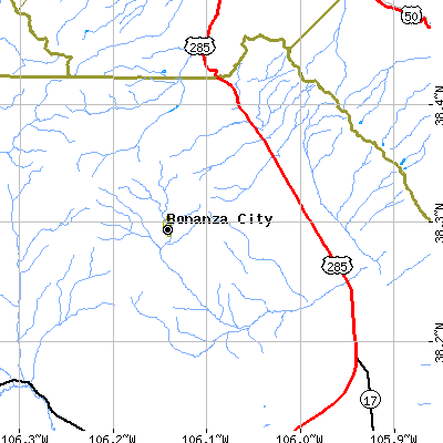 Zip code 81155 close-up map
