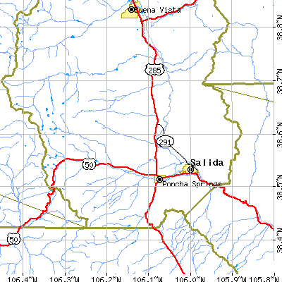 Zip code 81201 close-up map